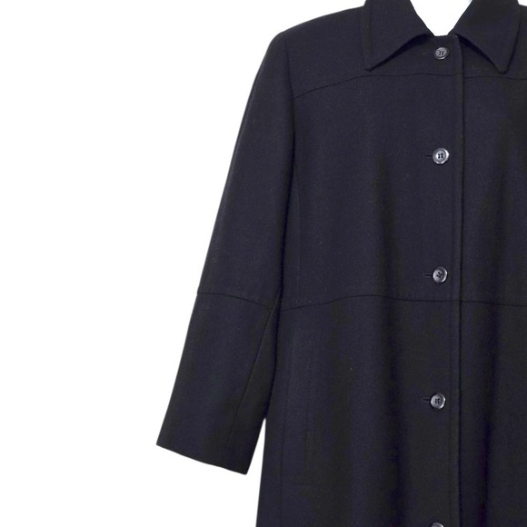 Harve Benard Vintage Black Long A-Line Wool Blend Coat Sz 10 - Picture 4 of 16